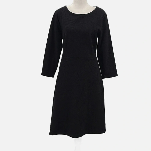 Joules Shay Textured 3/4 Sleeve Fit & Flare Dress in Black - NEW - Size 12 - Picture 2 of 9